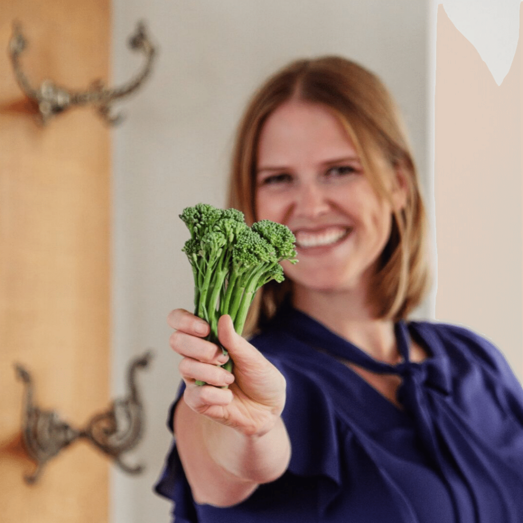 Katie Dodd holding broccoli